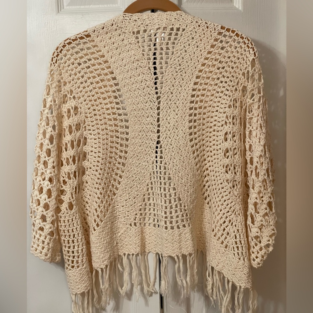 Chico’s Knitted Crochet Bohemian Prairie Cottage Core Cardigan Sz S Chico Sz 0 - Picture 7 of 7